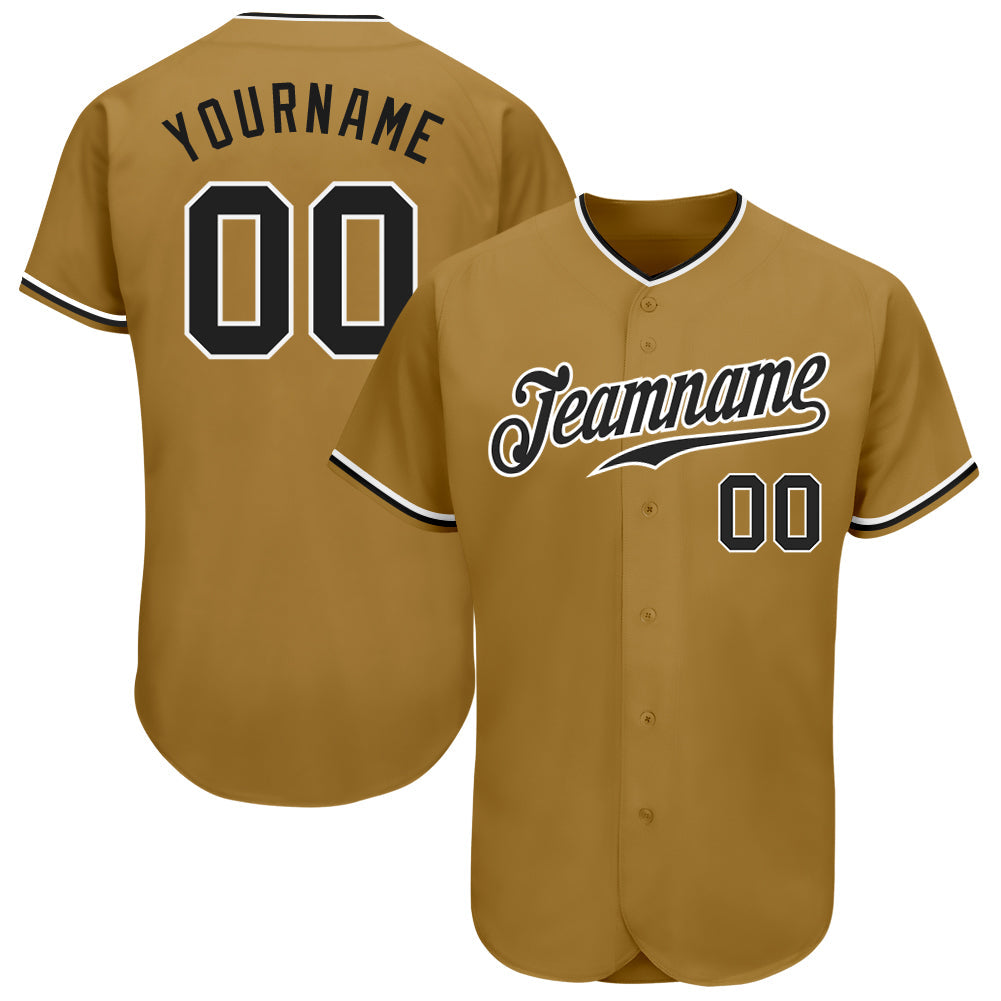 Custom Old Gold Black-White Authentic Baseball Jersey - Main View