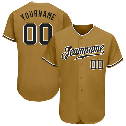 Custom Old Gold Black-White Authentic Baseball Jersey - Main View