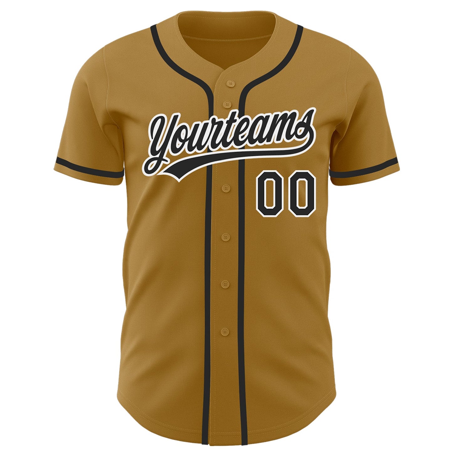 Custom Old Gold Black-White Authentic Baseball Jersey view 3