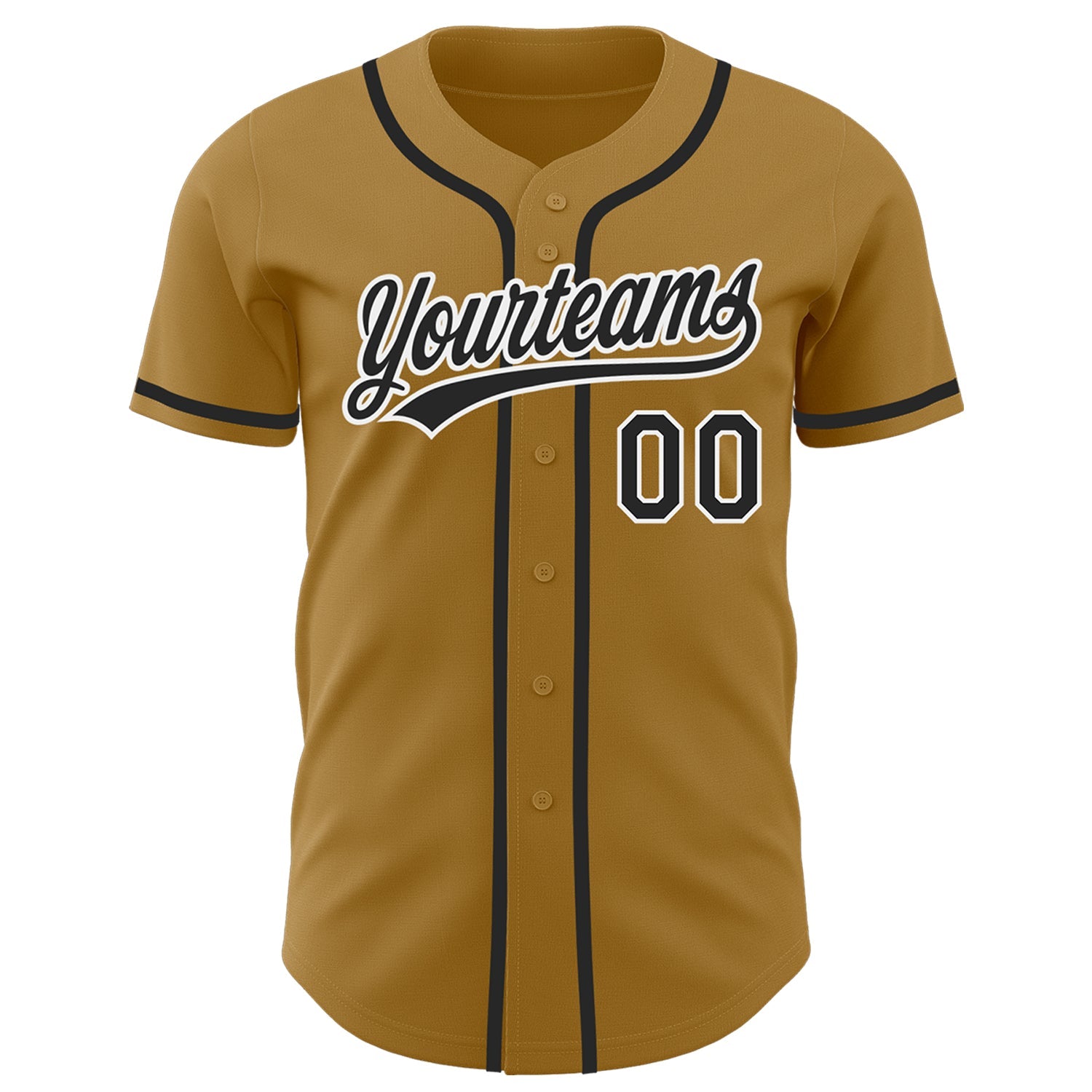 Custom Old Gold Black-White Authentic Baseball Jersey view 3