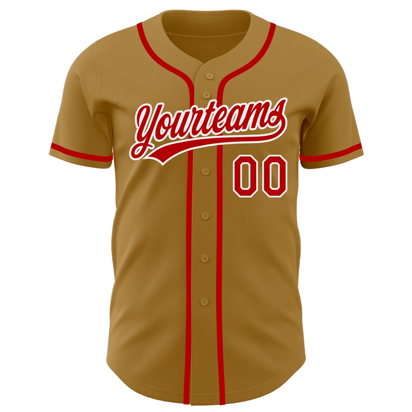 Custom Old Gold Red-White Authentic Baseball Jersey view 2