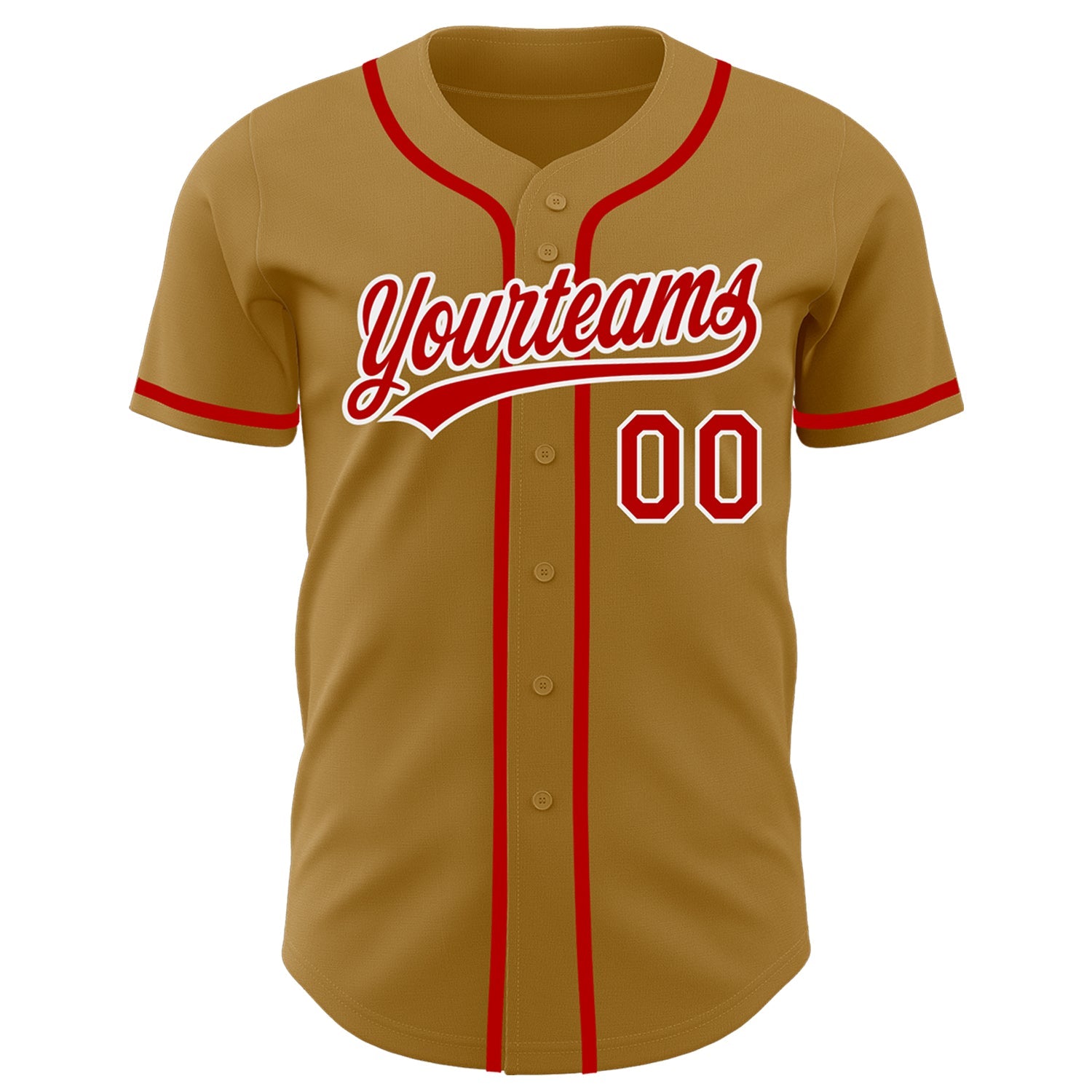 Custom Old Gold Red-White Authentic Baseball Jersey view 2