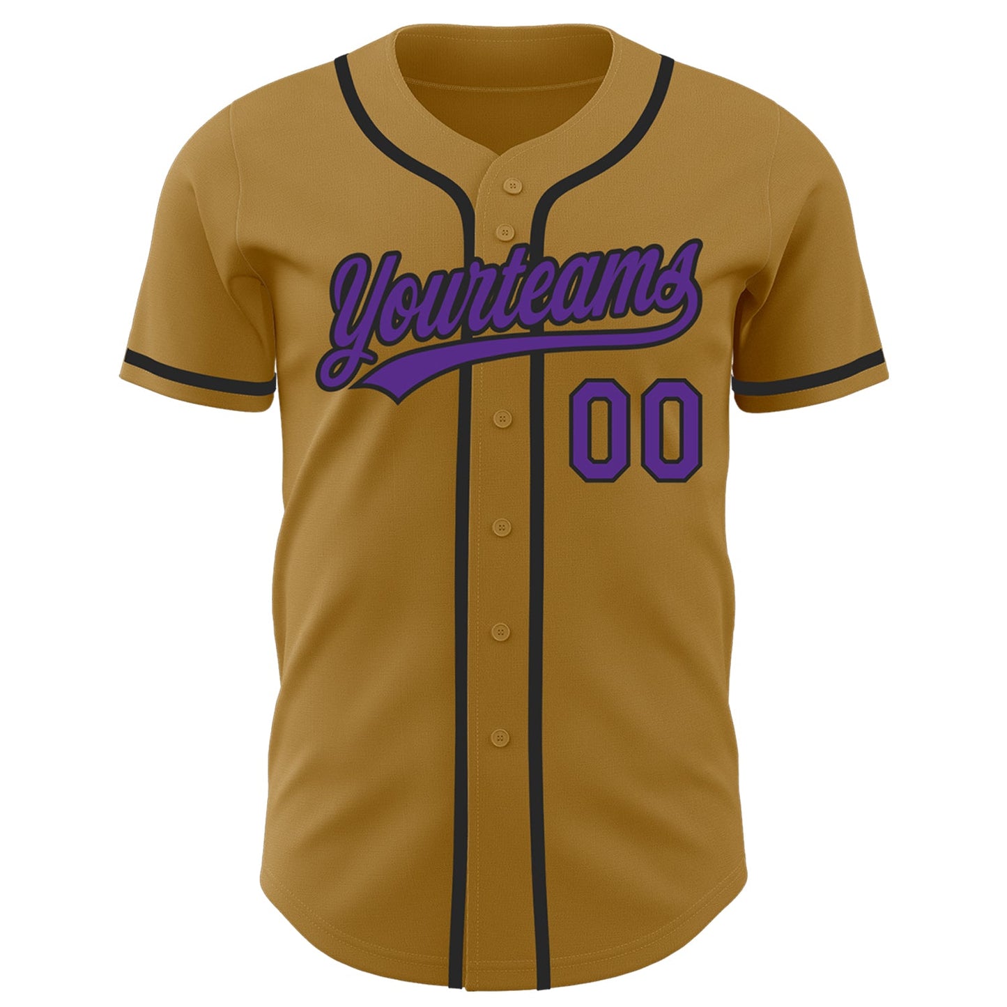 Custom Old Gold Purple-Black Authentic Baseball Jersey view 2