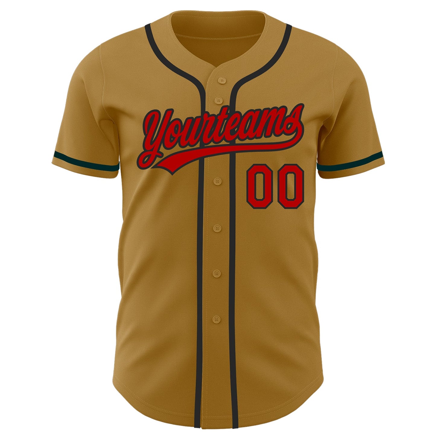 Custom Old Gold Red-Black Authentic Baseball Jersey view 2