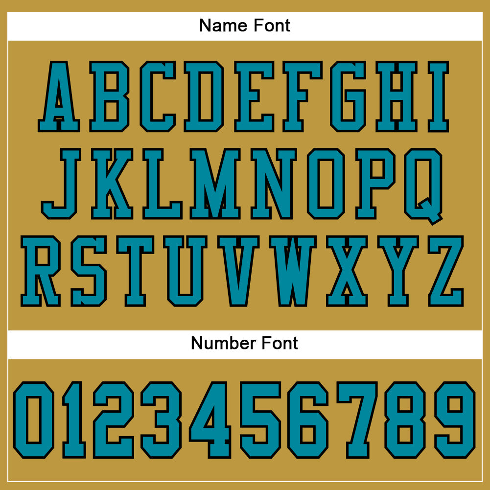 Custom Old Gold Teal-Black Mesh Authentic Football Jersey view 4