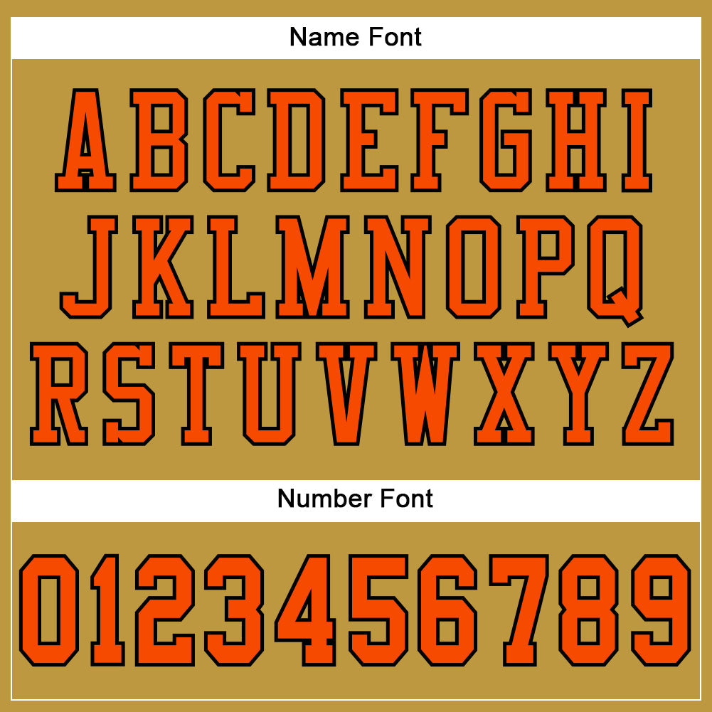 Custom Old Gold Orange-Black Mesh Authentic Football Jersey view 4