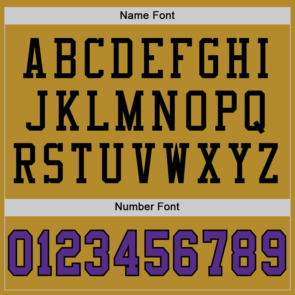 Custom Old Gold Purple-Black Mesh Authentic Football Jersey view 4