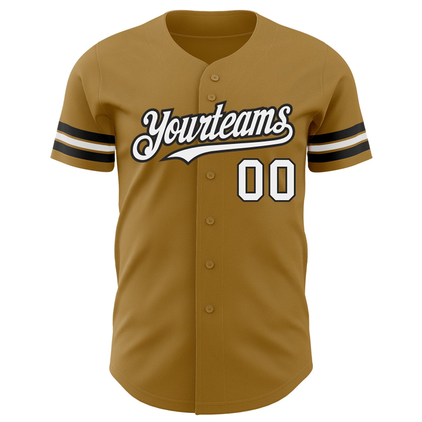 Custom Old Gold White-Black Authentic Baseball Jersey view 2