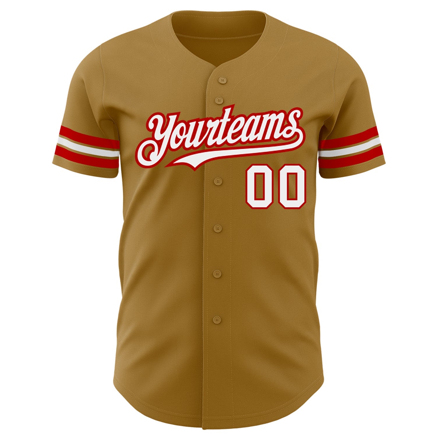Custom Old Gold White-Red Authentic Baseball Jersey view 2