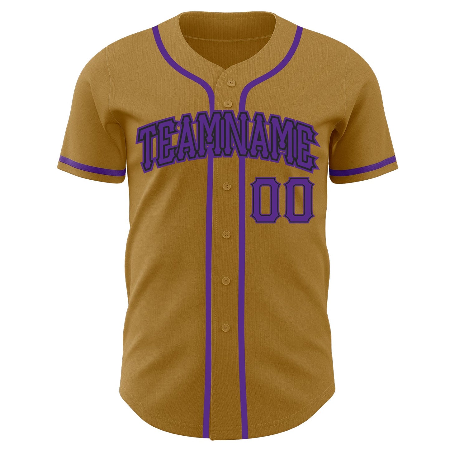 Custom Old Gold Purple-Black Authentic Baseball Jersey view 2