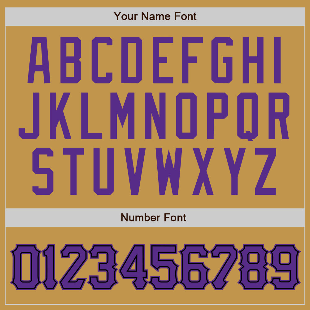Custom Old Gold Purple-Black Authentic Baseball Jersey view 5