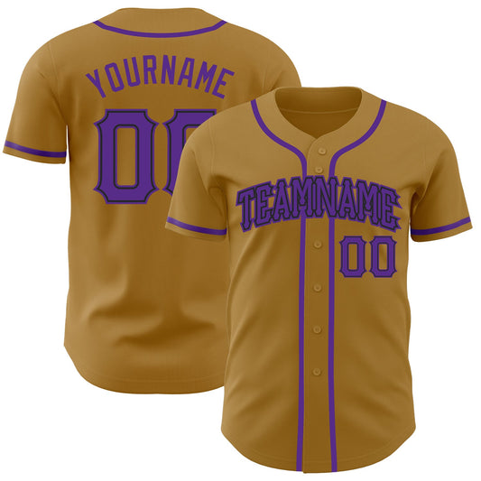 Custom Old Gold Purple-Black Authentic Baseball Jersey - Main View