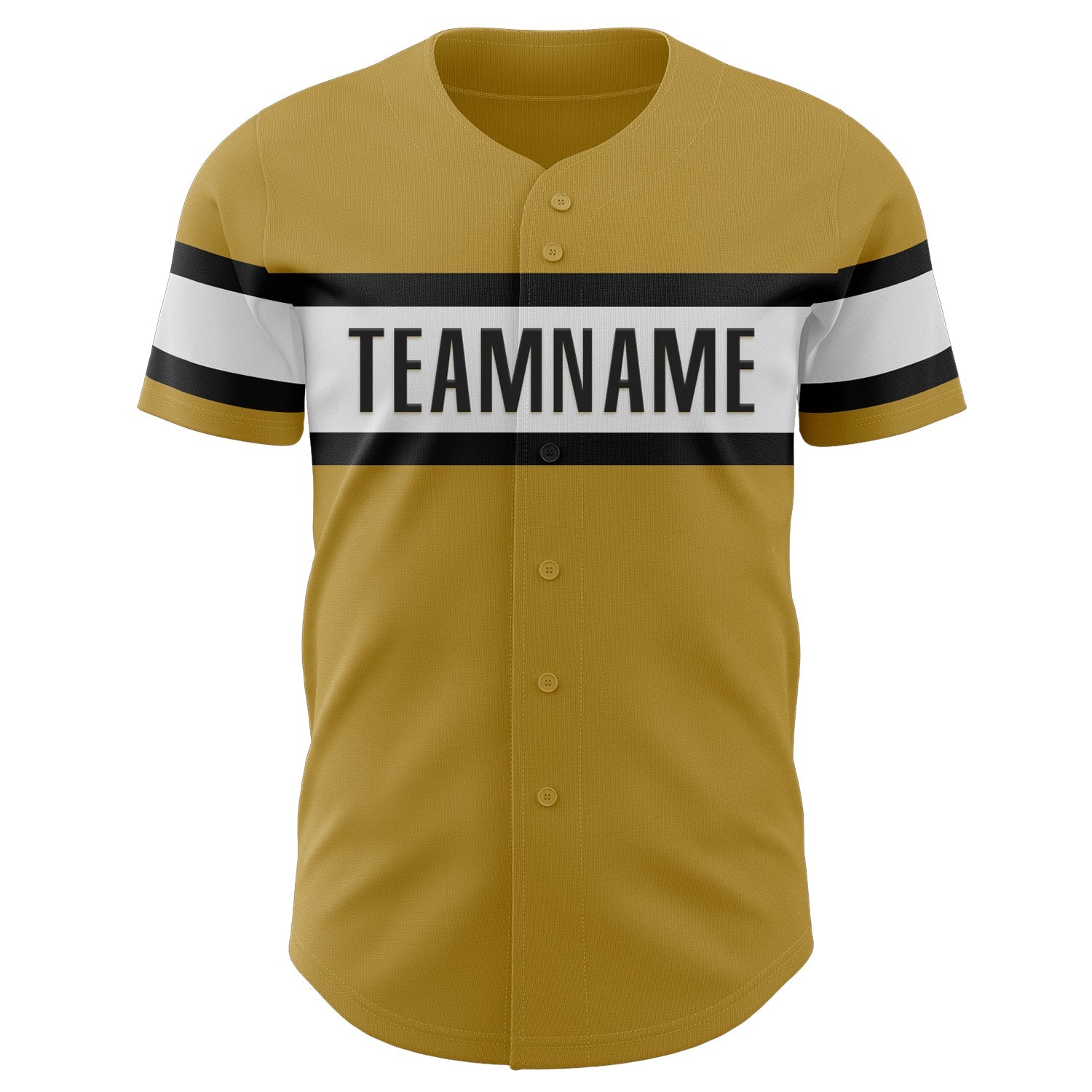 Custom Old Gold Black-White Authentic Baseball Jersey view 2