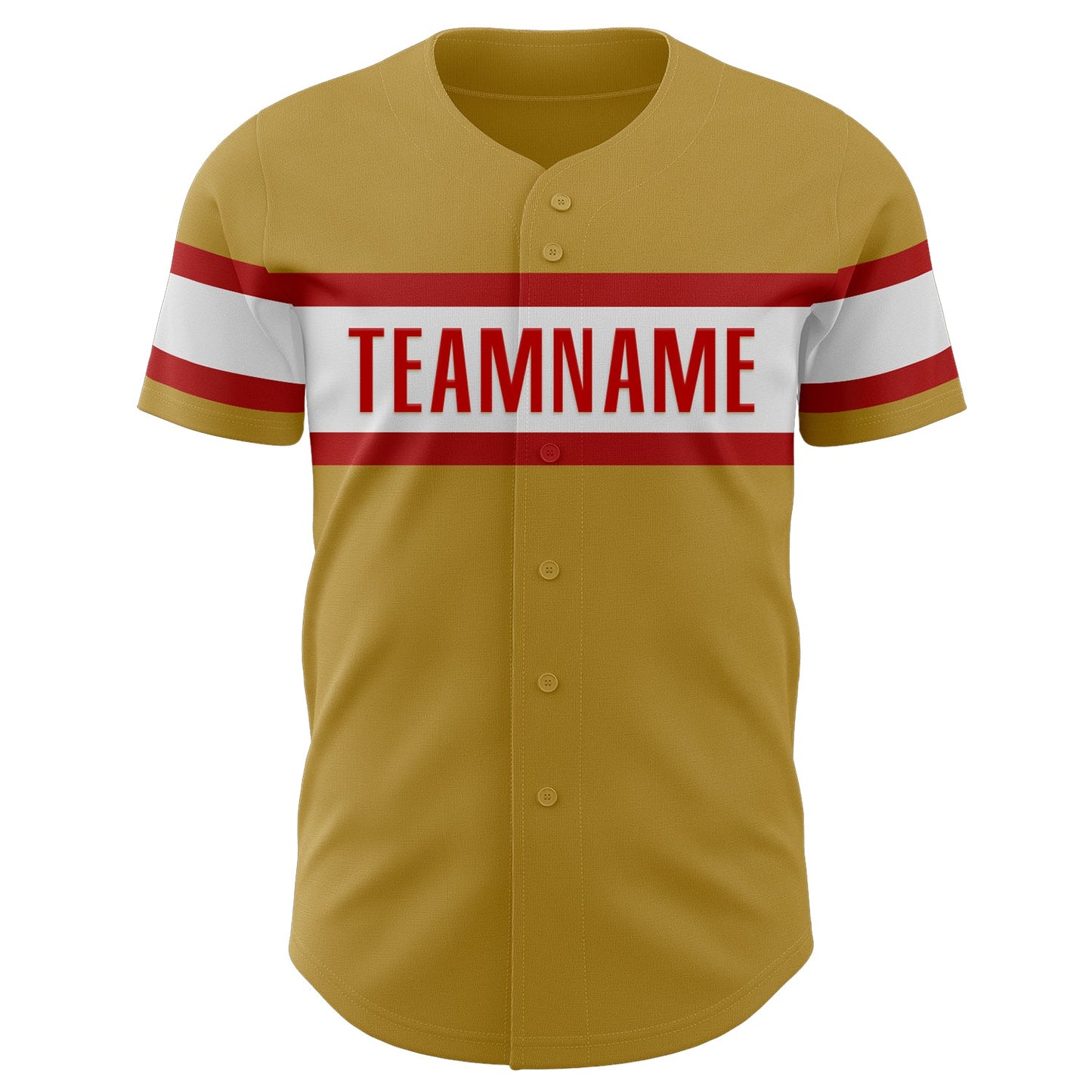 Custom Old Gold Red-White Authentic Baseball Jersey view 2