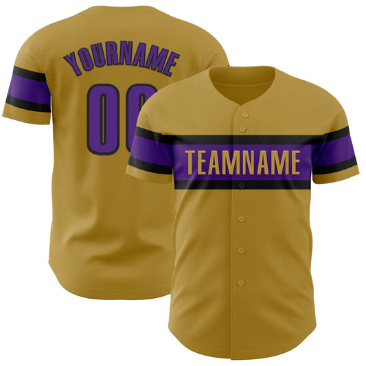Custom Old Gold Purple-Black Authentic Baseball Jersey - Main View