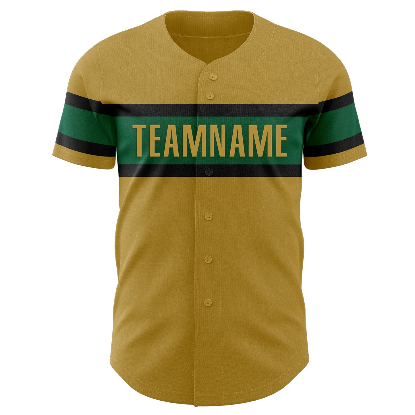 Custom Old Gold Kelly Green-Black Authentic Baseball Jersey view 2