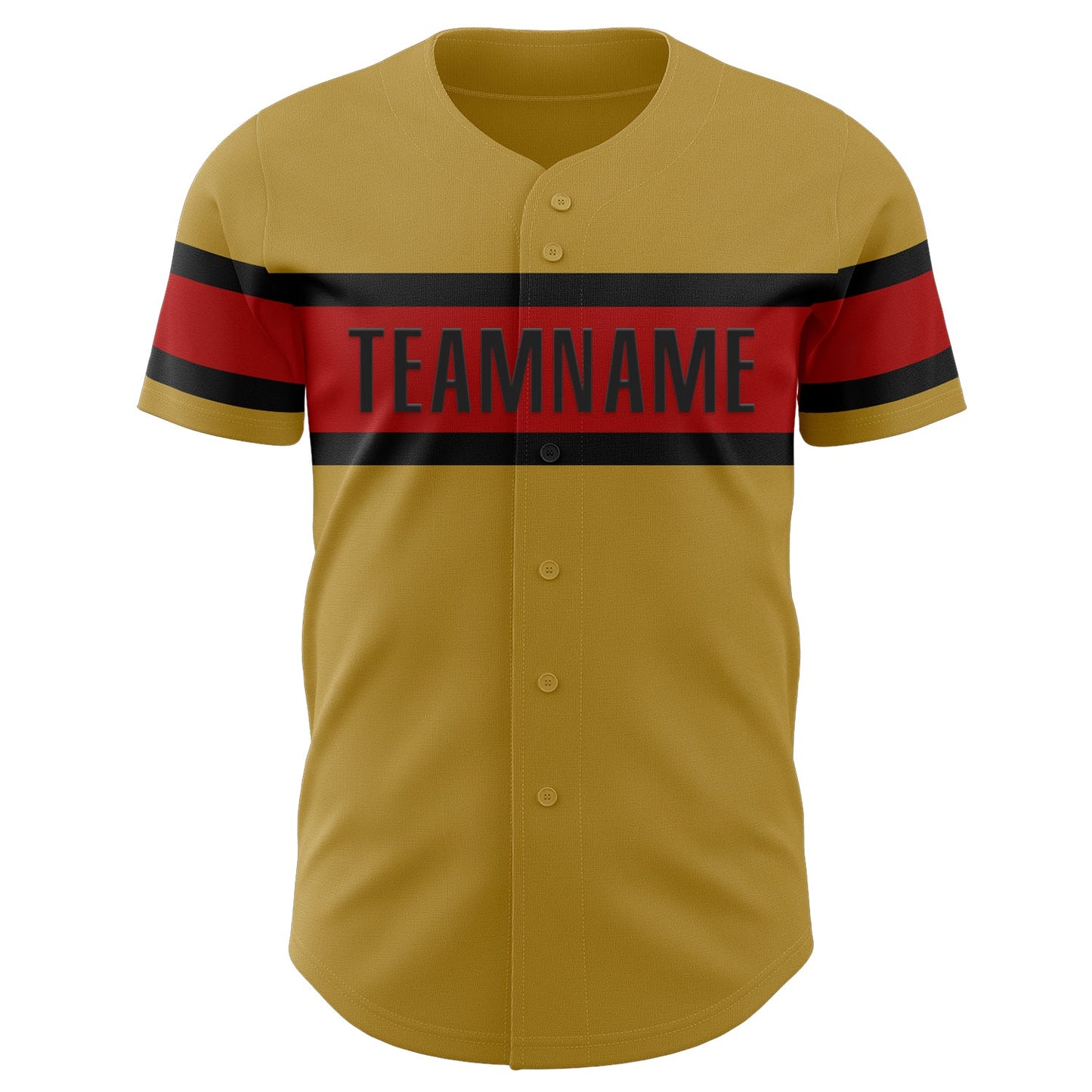 Custom Old Gold Red-Black Authentic Baseball Jersey view 2