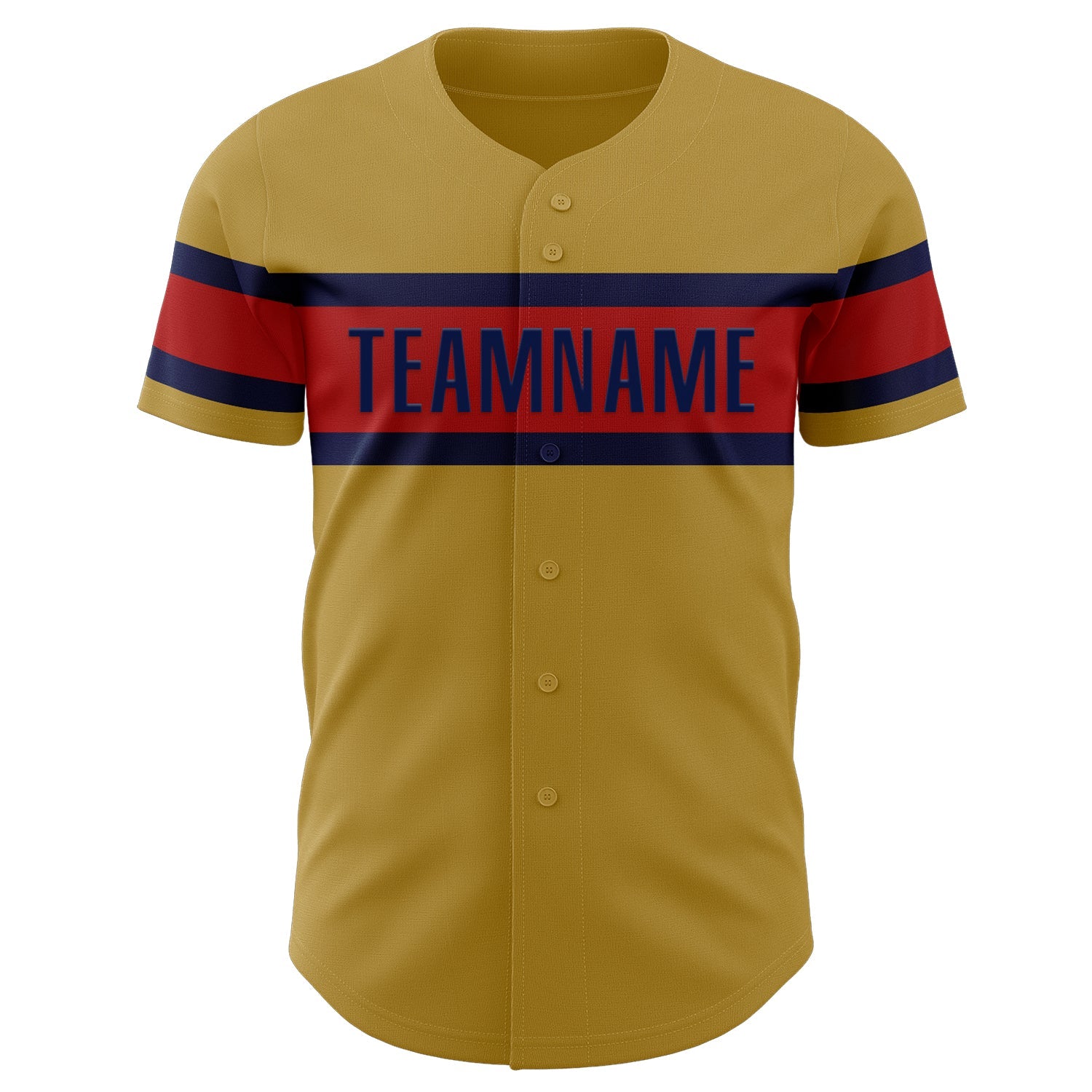 Custom Old Gold Red-Navy Authentic Baseball Jersey view 2