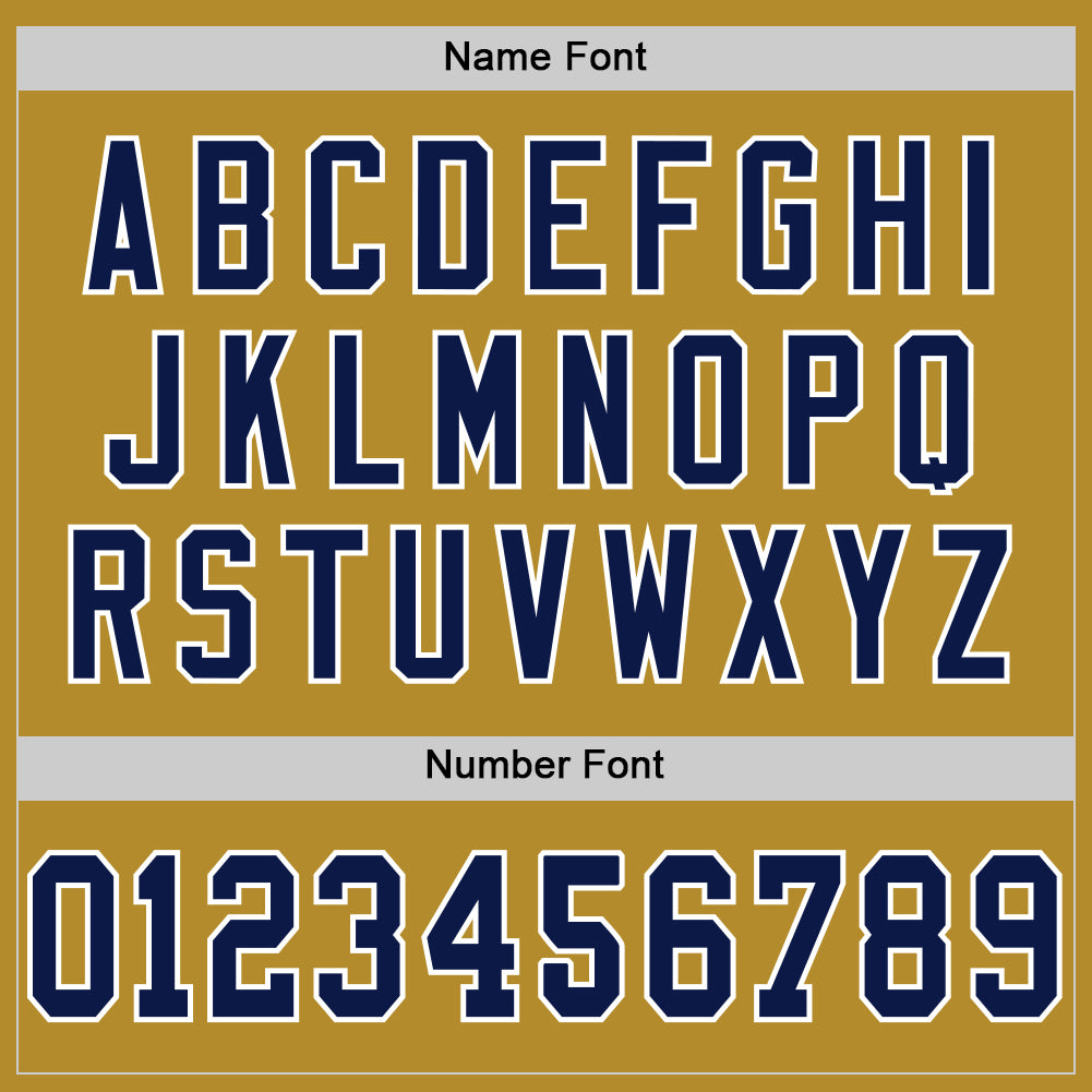 Custom Old Gold Navy-White Mesh Authentic Throwback Football Jersey view 4