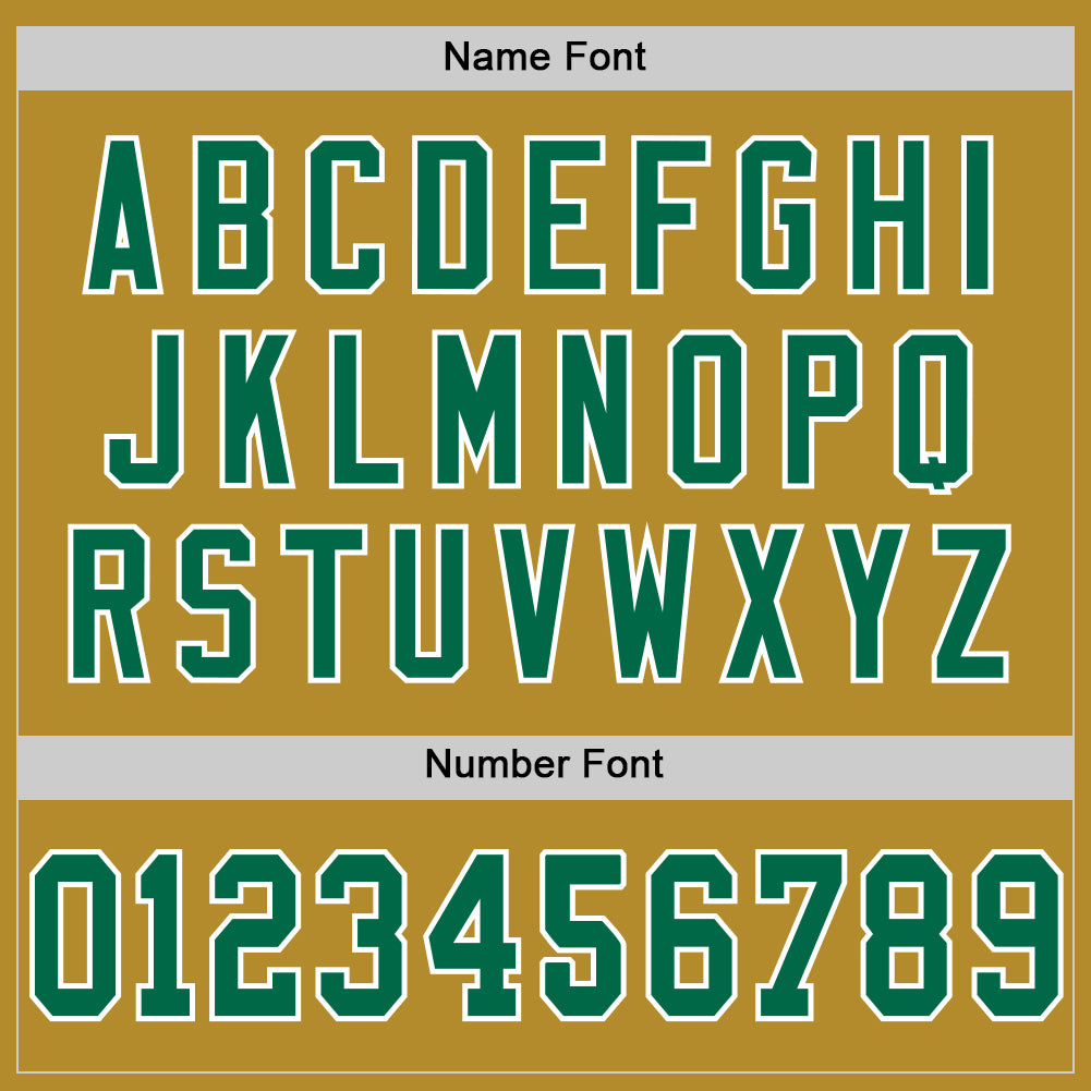Custom Old Gold Kelly Green-White Mesh Authentic Throwback Football Jersey view 4