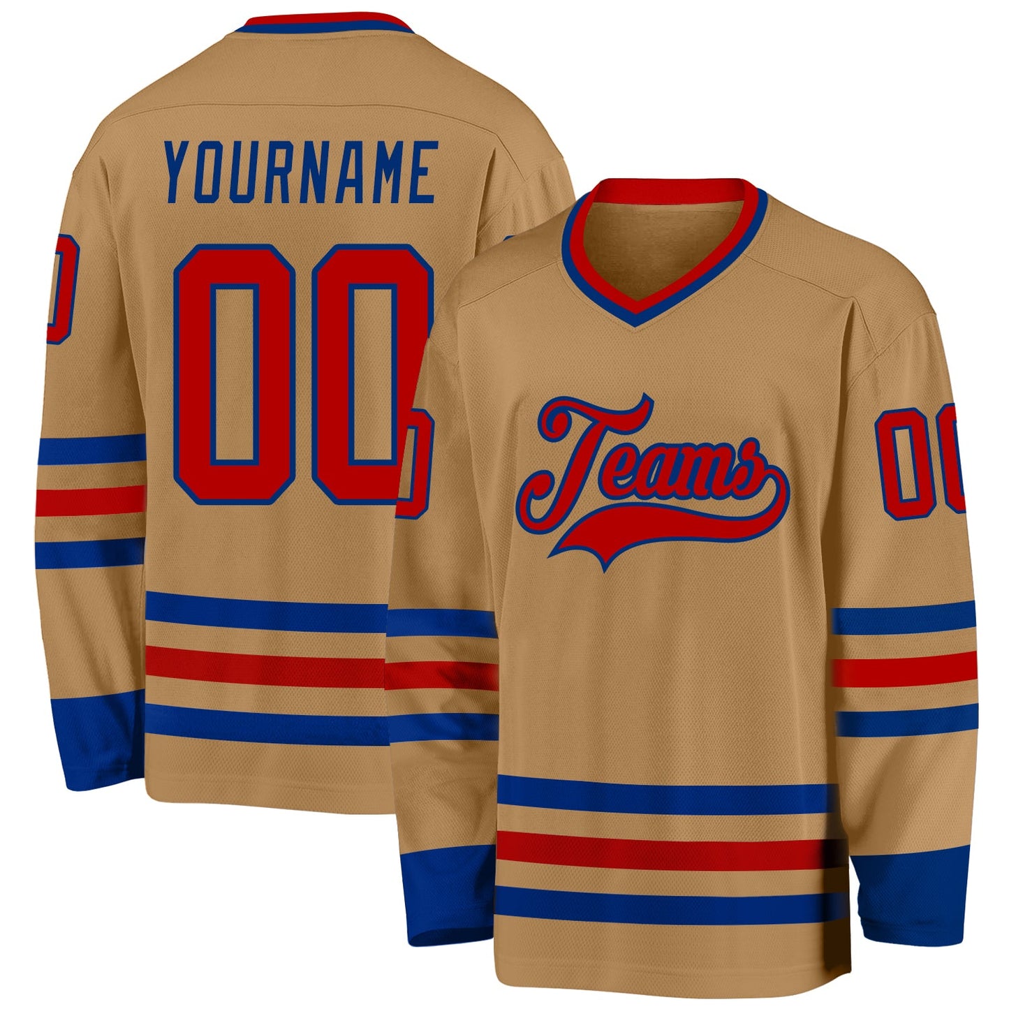 Custom Old Gold Red-Royal Hockey Jersey - Main View