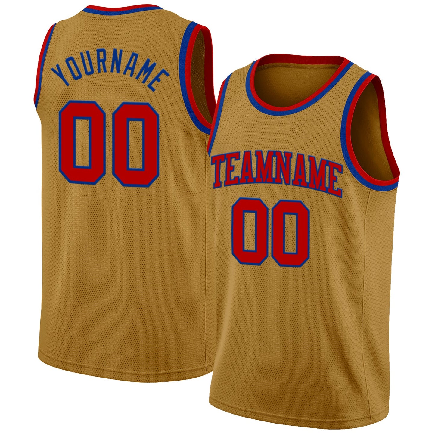 Custom Old Gold Red-Royal Authentic Basketball Jersey - Main View