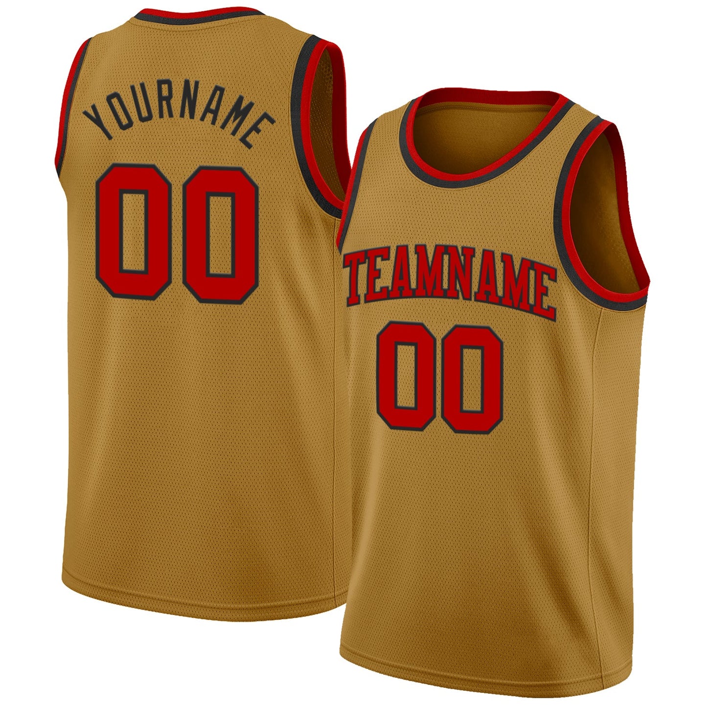 Custom Old Gold Red-Black Authentic Basketball Jersey - Main View