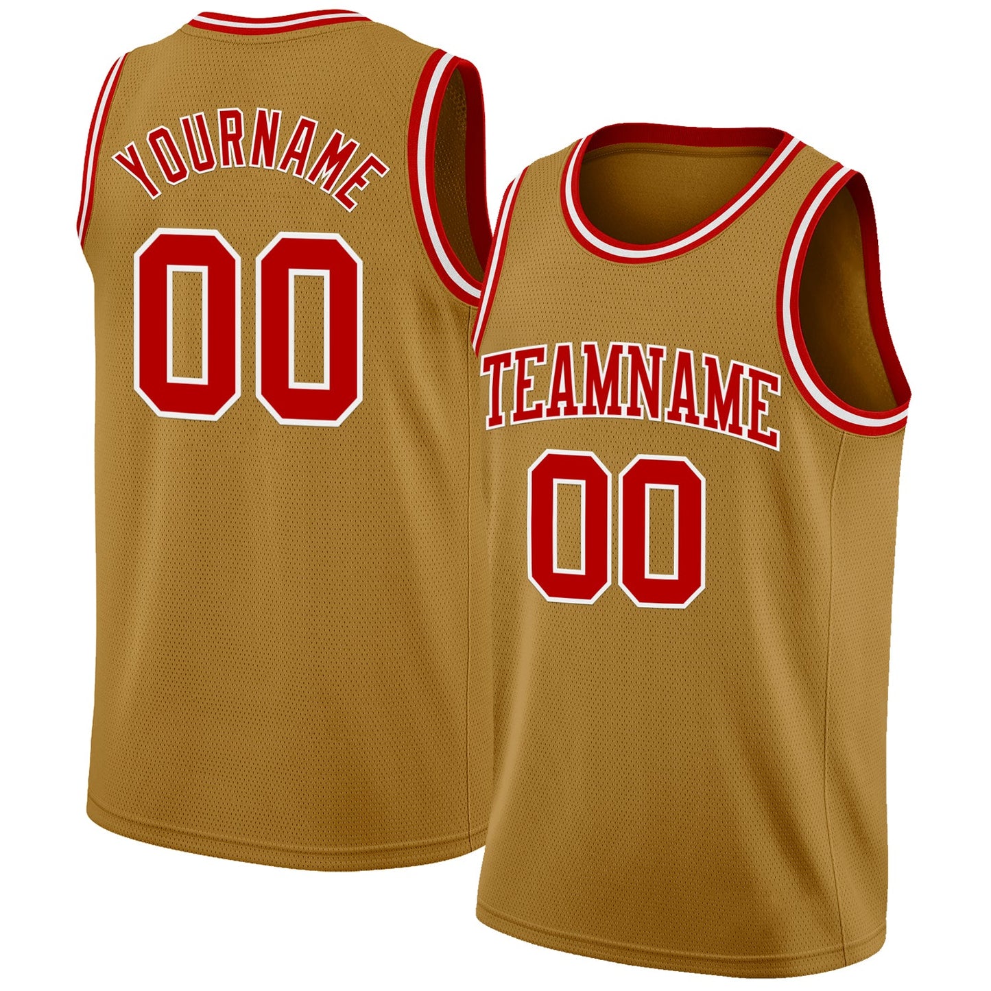 Custom Old Gold Red-White Authentic Basketball Jersey - Main View