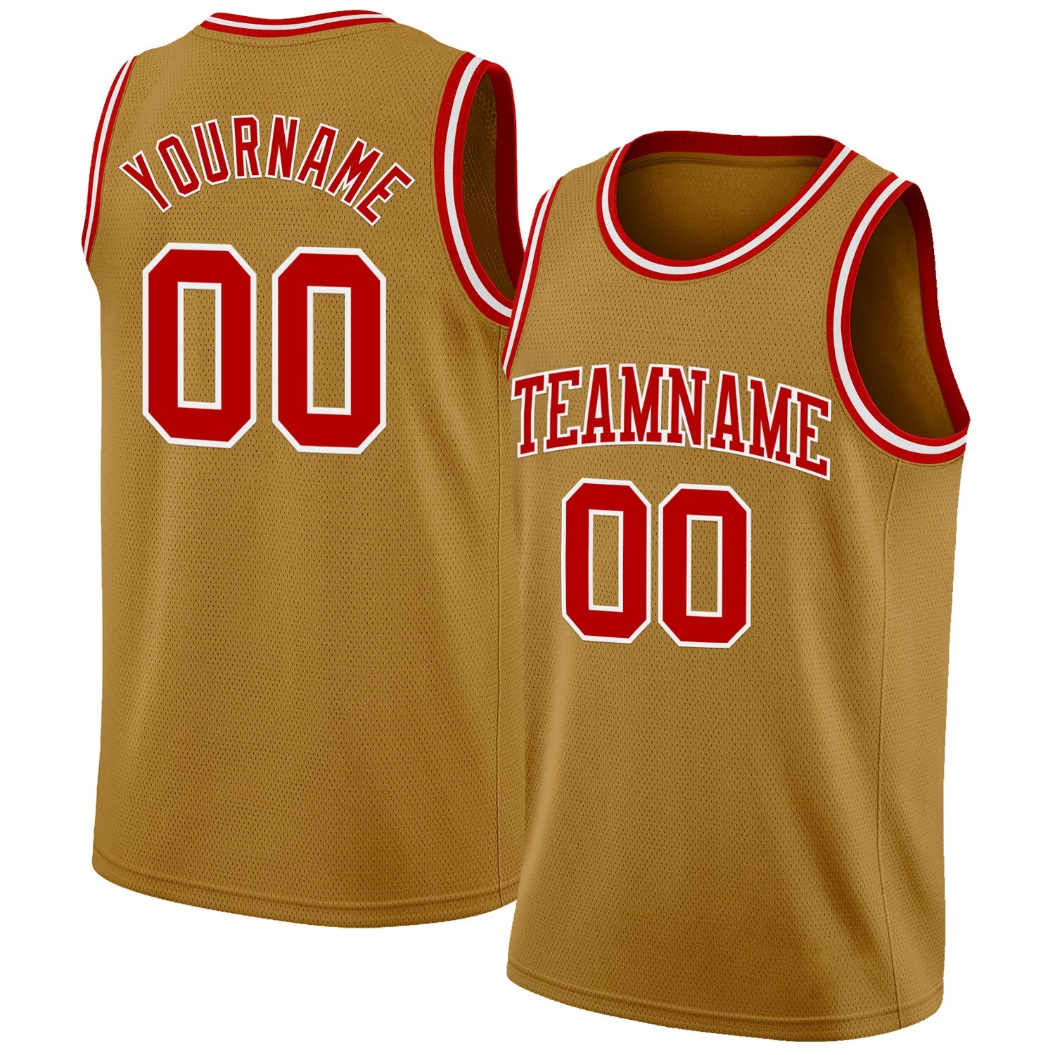 Custom Old Gold Red-White Authentic Basketball Jersey - Main View