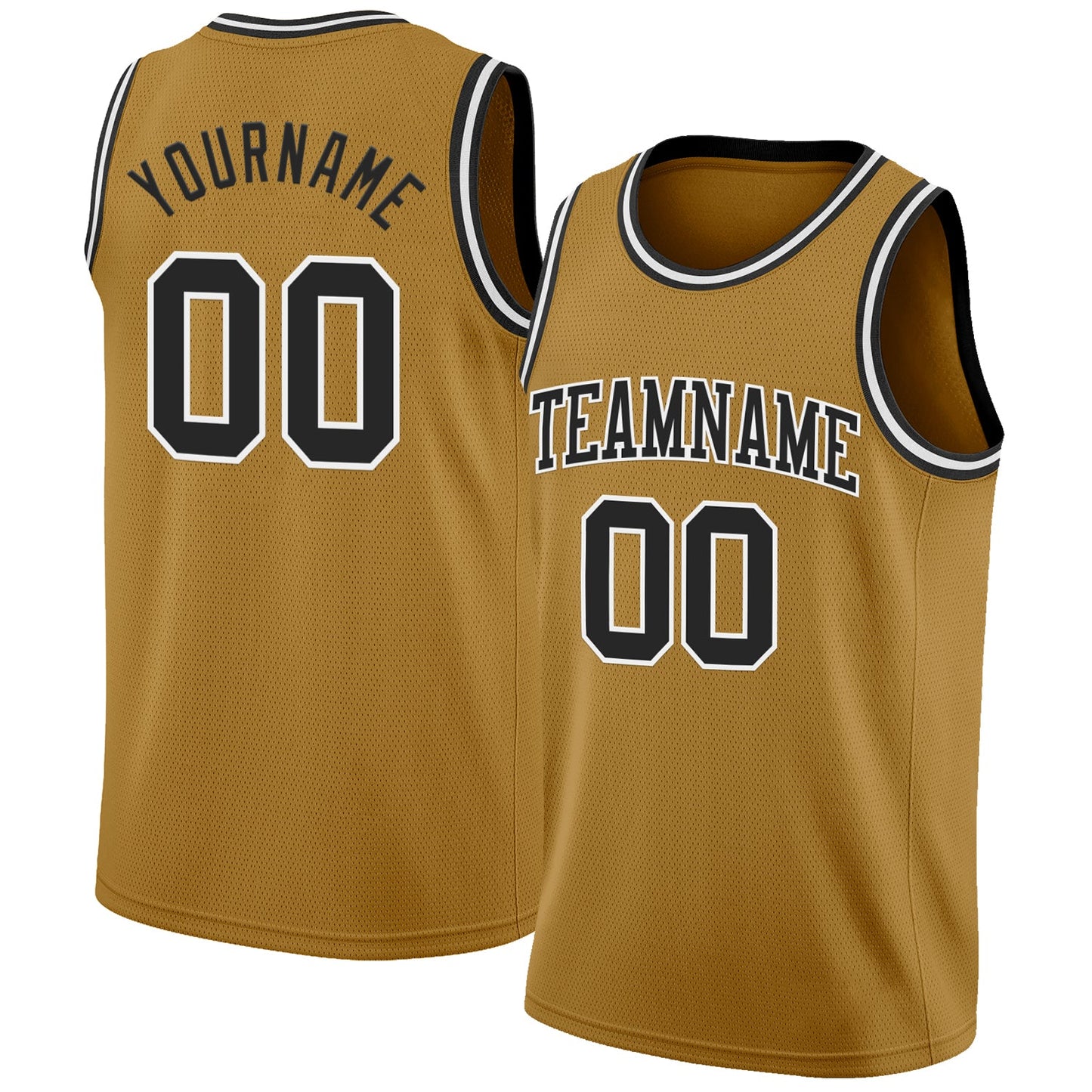 Custom Old Gold Black-White Authentic Basketball Jersey - Main View