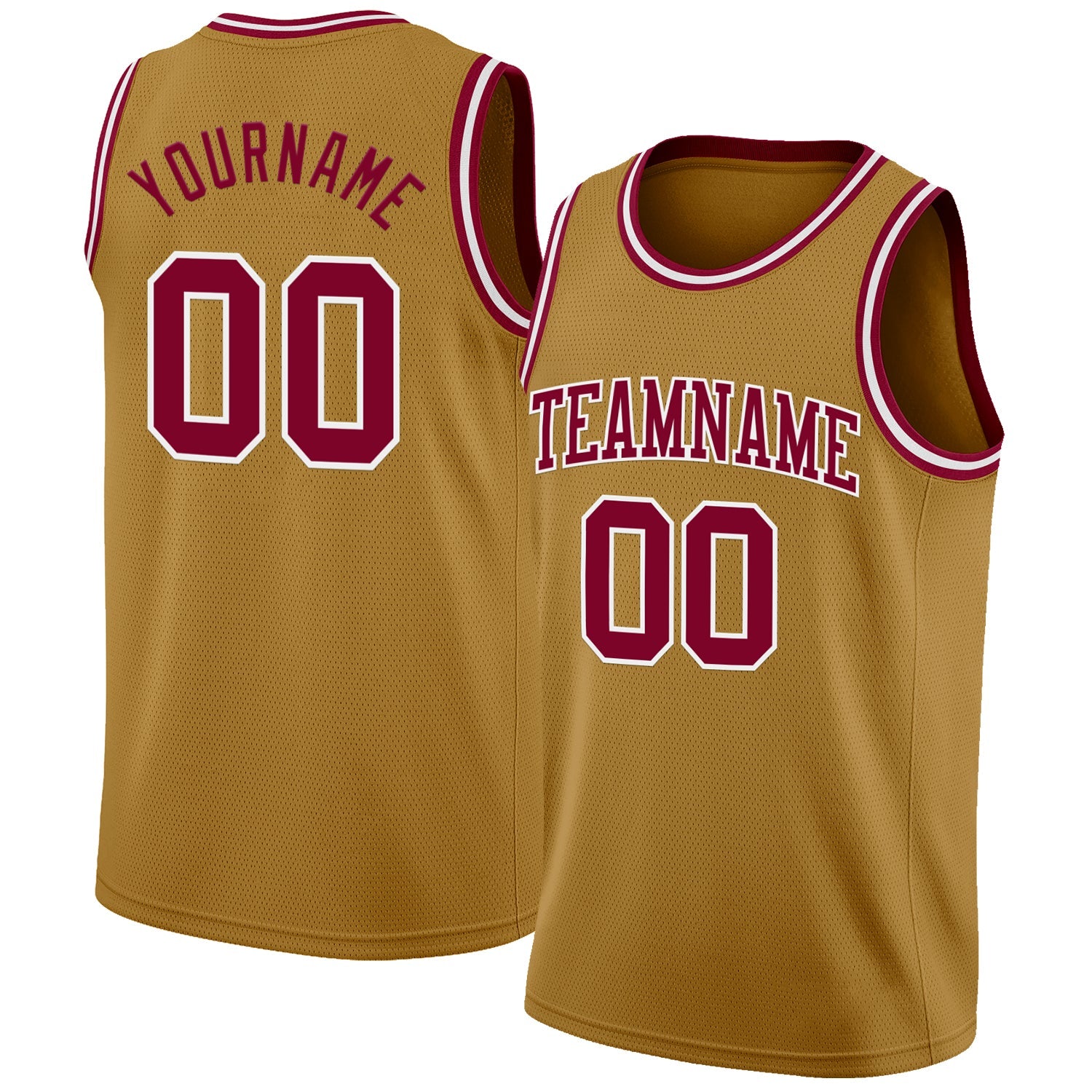 Custom Old Gold Maroon-White Authentic Basketball Jersey - Main View