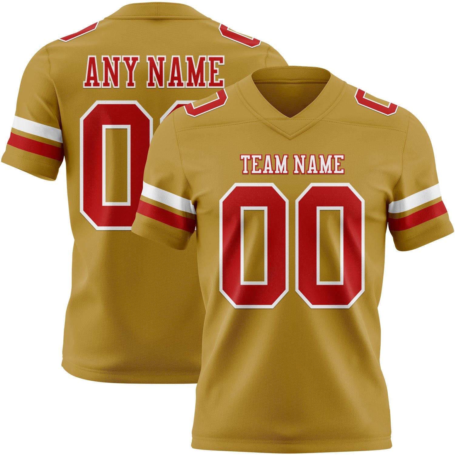 Custom Old Gold Red-White Authentic Football Jersey - Main View