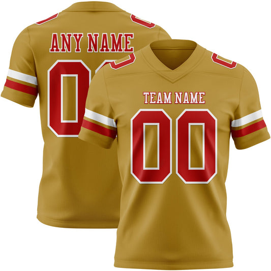 Custom Old Gold Red-White Authentic Football Jersey - Main View