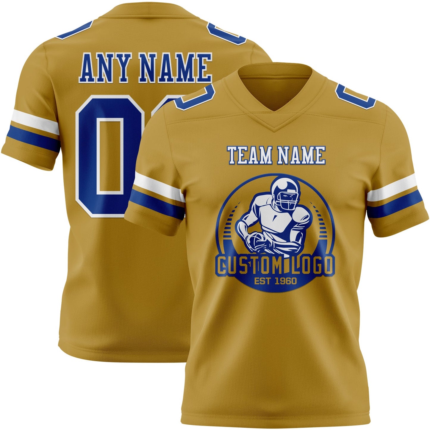 Custom Old Gold Royal-White Authentic Football Jersey view 2