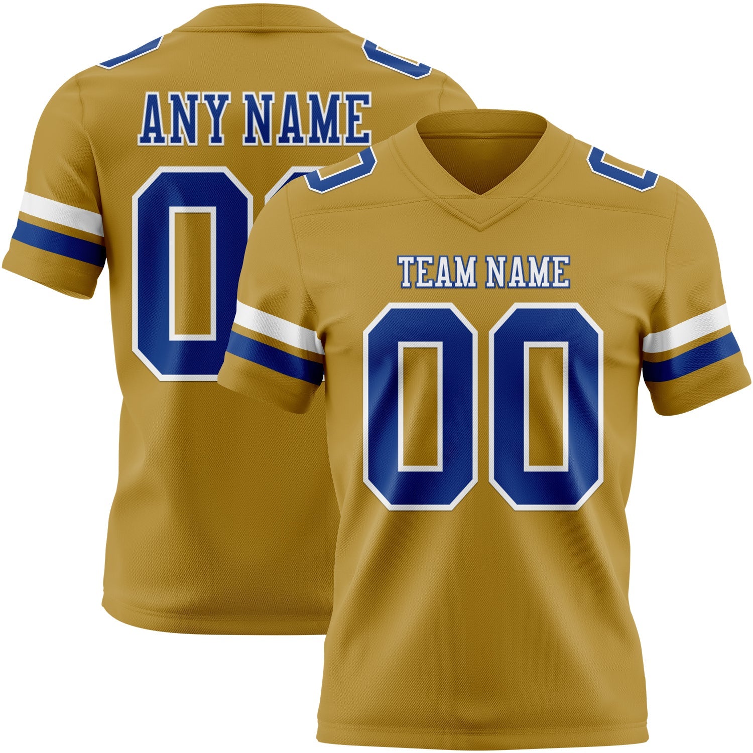 Custom Old Gold Royal-White Authentic Football Jersey - Main View