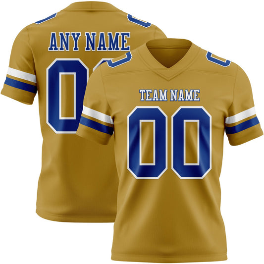 Custom Old Gold Royal-White Authentic Football Jersey - Main View