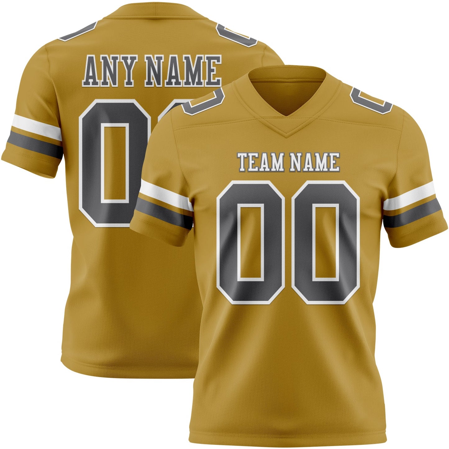 Custom Old Gold Steel Gray-White Authentic Football Jersey - Main View