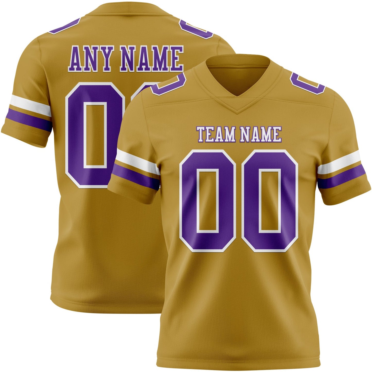 Custom Old Gold Purple-White Authentic Football Jersey - Main View