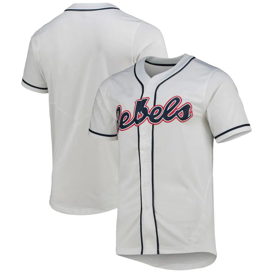 O.Miss Rebels Replica Baseball Jersey White Stitched American College Jerseys - Main View
