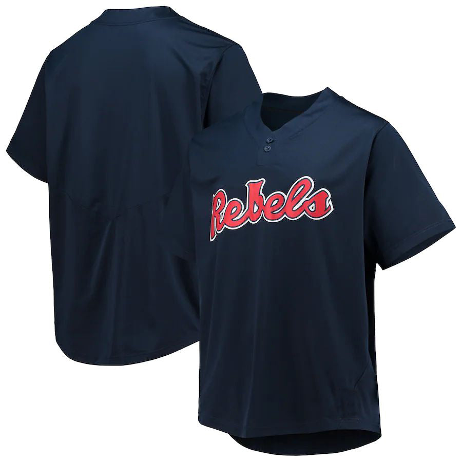 O.Miss Rebels Two-Button Replica Baseball Jersey Navy Stitched American College Jerseys - Main View
