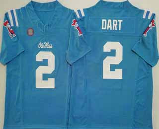 O.Miss Rebels #2 Jaxson Dart Light Blue 2025 FUSE College Football American College Jerseys - Main View