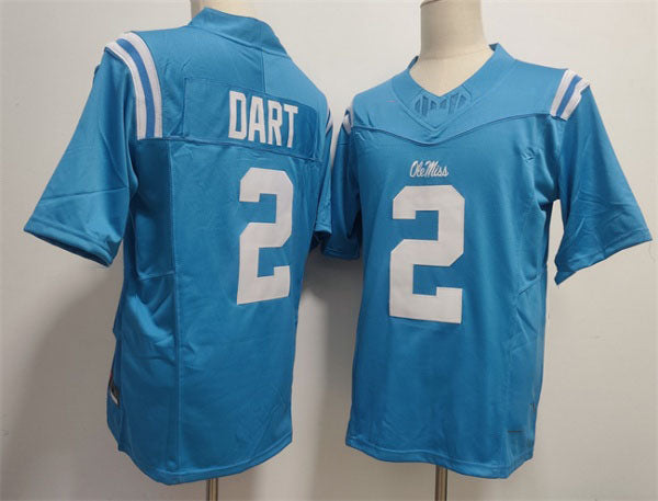 O.Miss Rebels #2 Jaxson Dart Powder Blue F.U.S.E. Stitched Football American College Jerseys - Main View