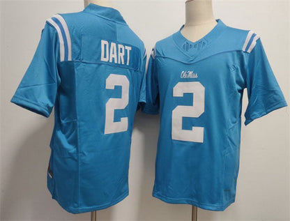 O.Miss Rebels #2 Jaxson Dart Powder Blue F.U.S.E. Stitched Football American College Jerseys - Main View