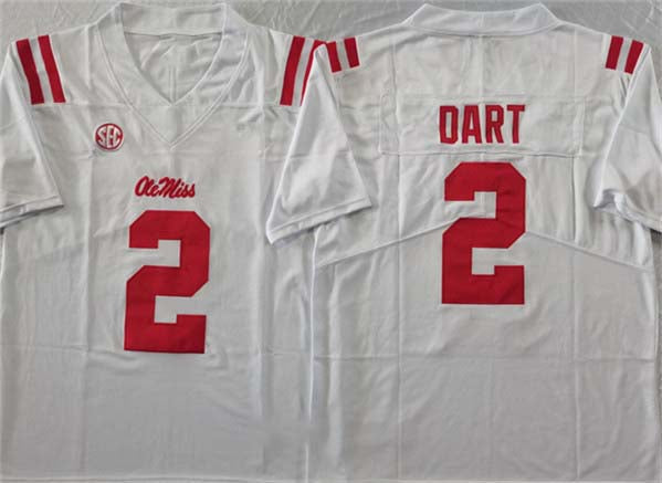 O.Miss Rebels #2 Jaxson Dart White FUSE Football Stitched American College Jerseys - Main View