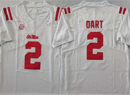 O.Miss Rebels #2 Jaxson Dart White FUSE Football Stitched American College Jerseys - Main View
