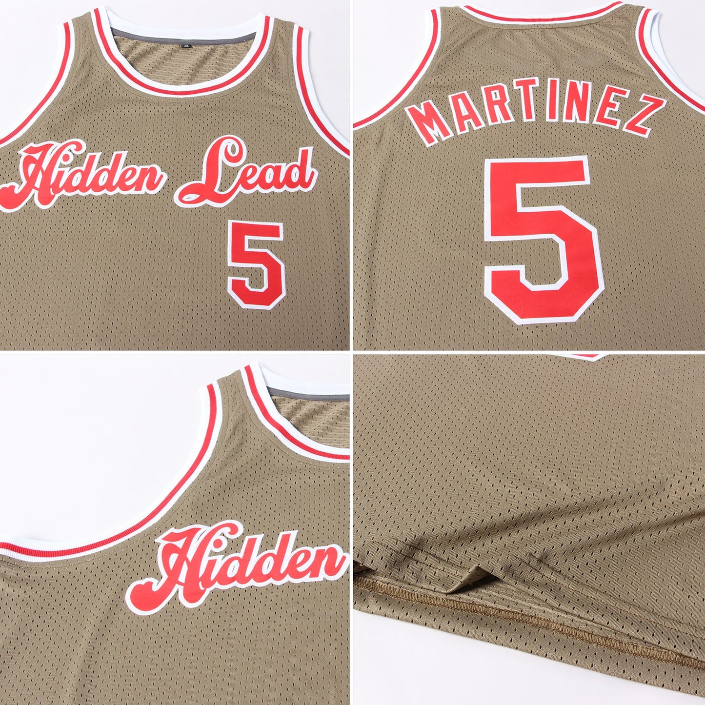 Custom Olive Red-White Authentic Throwback Salute To Service Basketball Jersey view 5