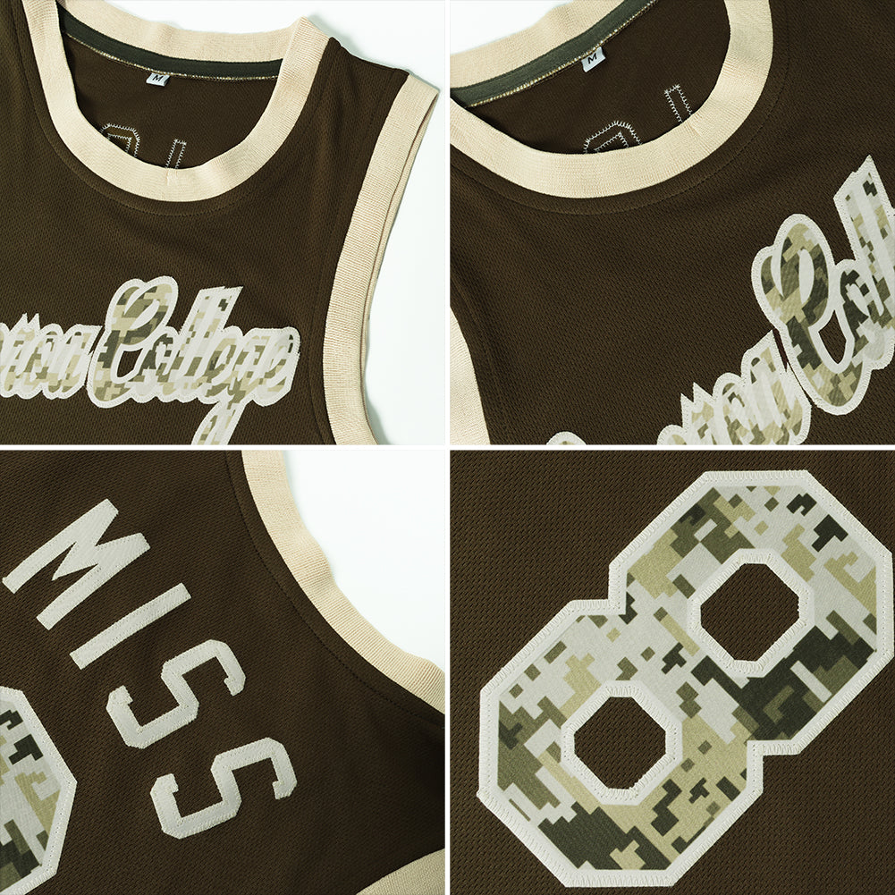 Custom Olive White-Red Authentic Throwback Salute To Service Basketball Jersey view 5