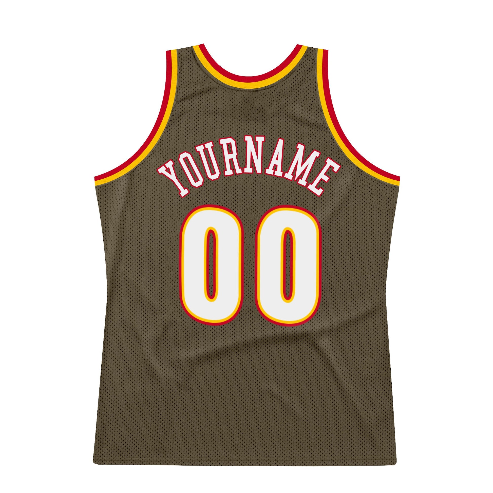 Custom Olive White-Red Authentic Throwback Salute To Service Basketball Jersey view 6