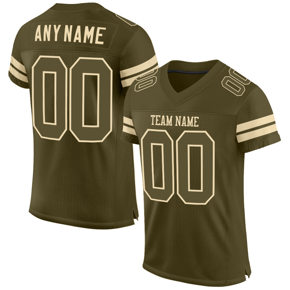 Custom Olive Olive-Cream Mesh Authentic Salute To Service Football Jersey - Main View