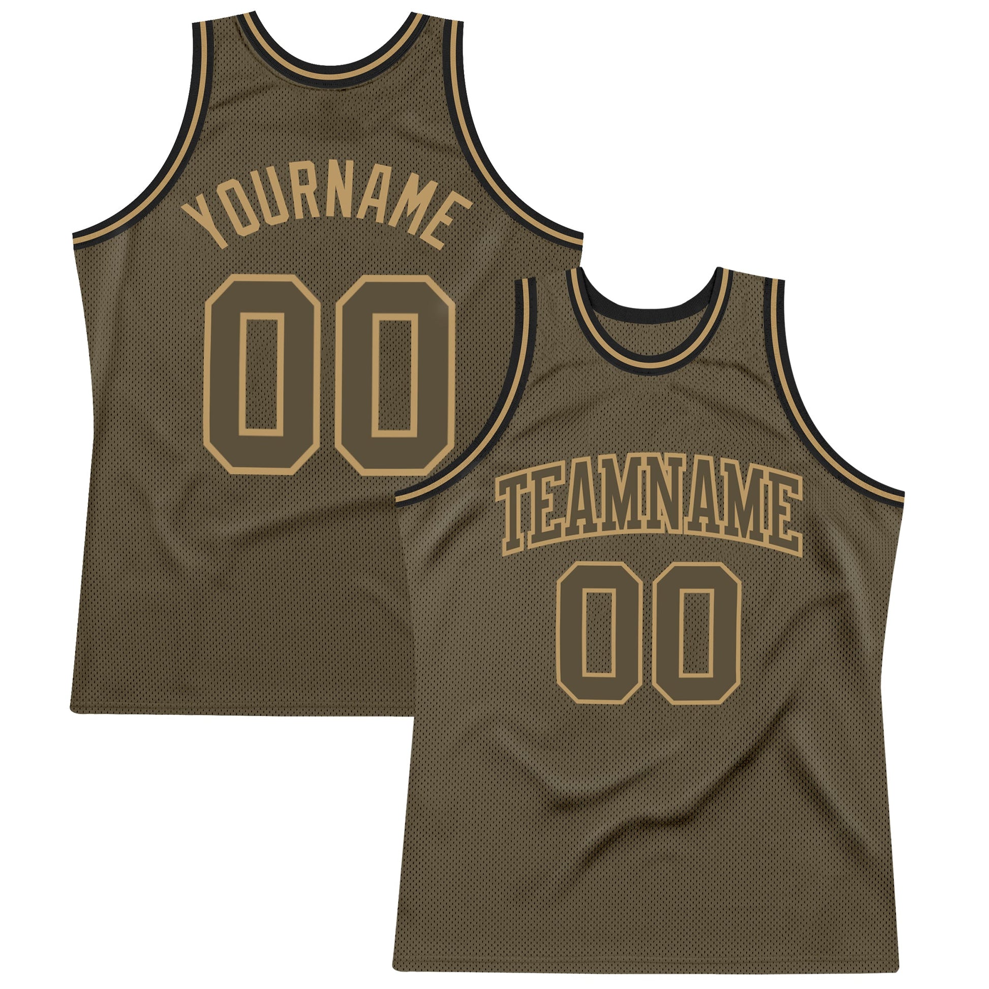 Custom Olive Olive-Old Gold Authentic Throwback Salute To Service  Basketball Jersey - Main View